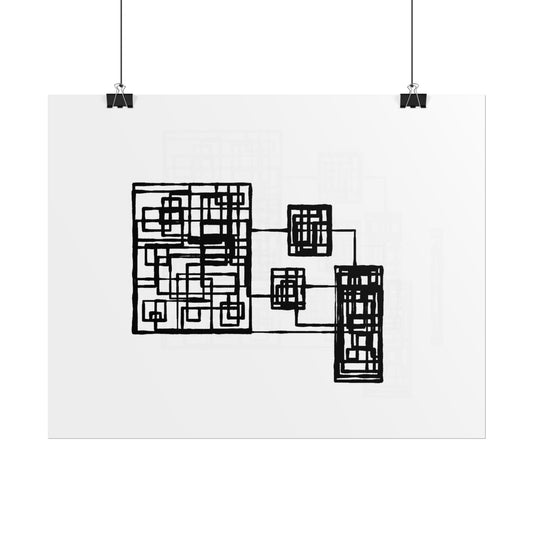 Abstract Geometric Art Poster — Minimal Black Print