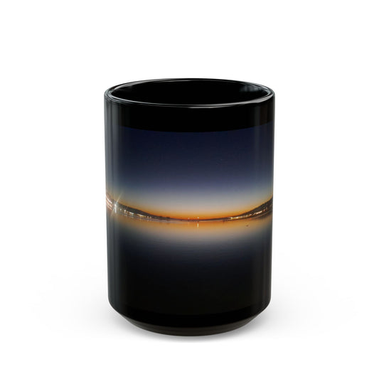 Sunset Horizon Switzerland Black Mug Reflection 11oz/15oz