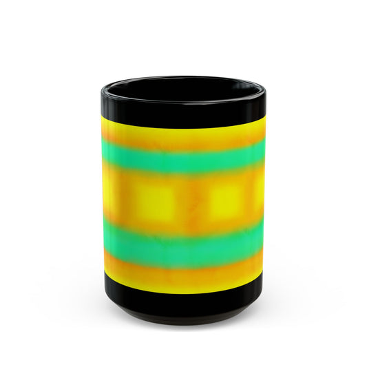 "Sun Series"Abstract Sunset Mug — Vibrant Yellow & Teal Ceramic Coffee Mug(11oz/15oz)
