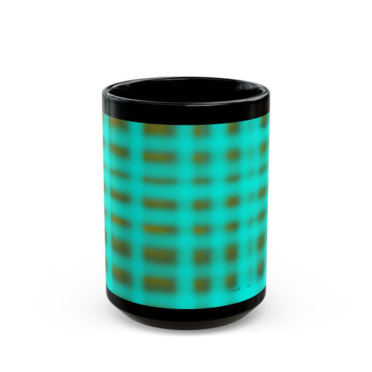 Turquoise glowing Black Mug – Retro Grid Mug(11oz & 15oz)