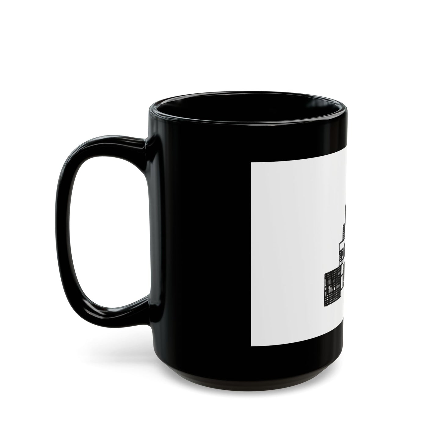 Abstract Black & White Geometric Mug — Modern Architectural Pattern_perfect for office (11oz/15oz)
