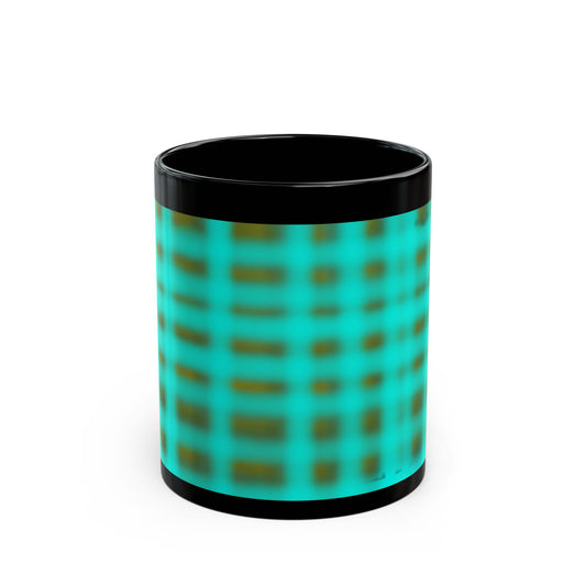 Turquoise glowing Black Mug – Retro Grid Mug(11oz & 15oz)