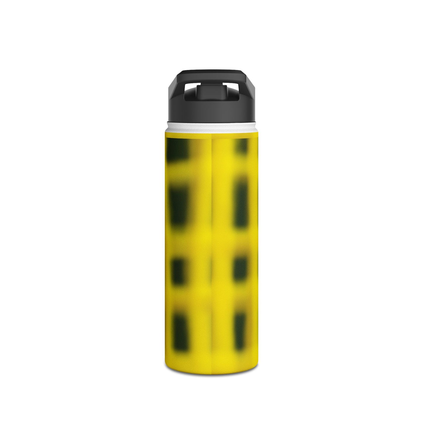 Yellow Grid Stainless Steel Bottle — Modern Abstract Pattern
