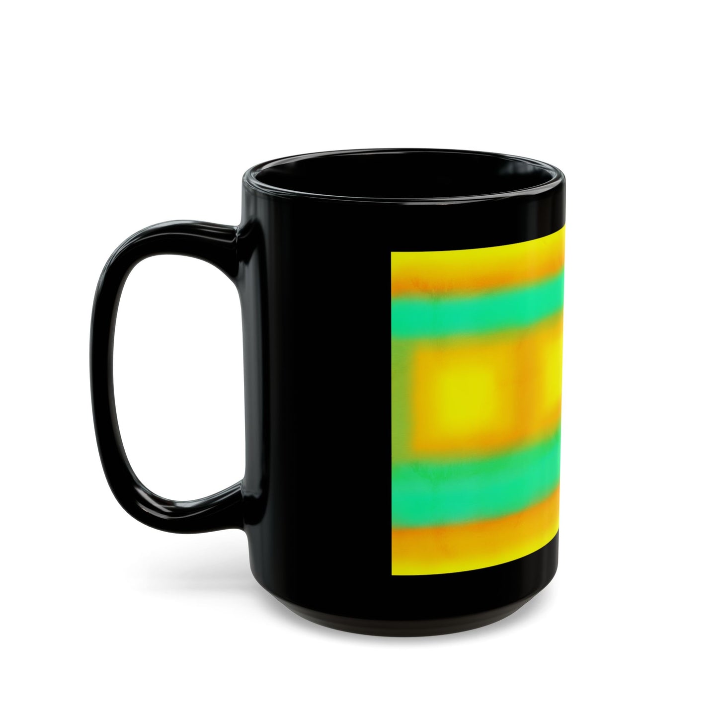 "Sun Series"Abstract Sunset Mug — Vibrant Yellow & Teal Ceramic Coffee Mug(11oz/15oz)