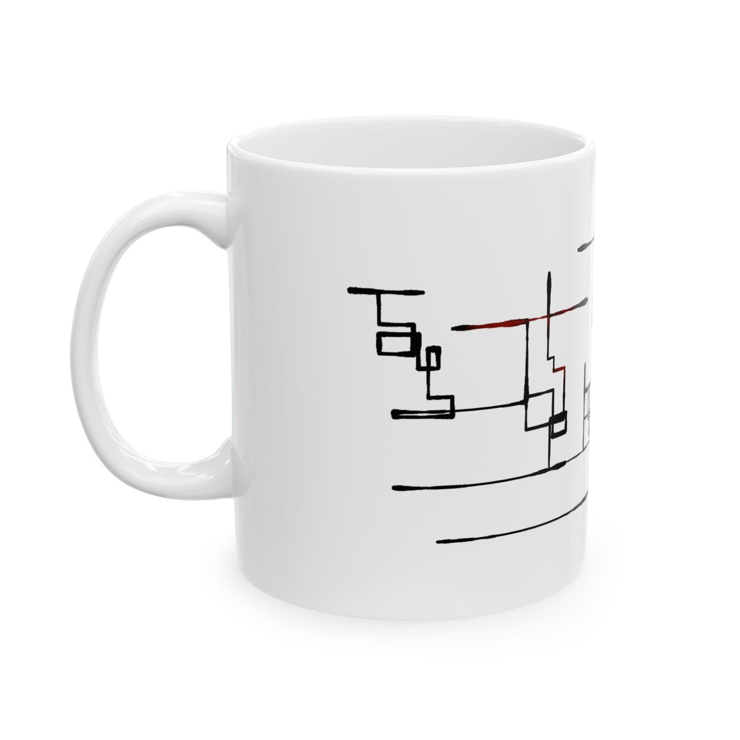Abstract Geometric Ceramic Mug — Minimalist Black calligrapghyArt (11oz/15oz)