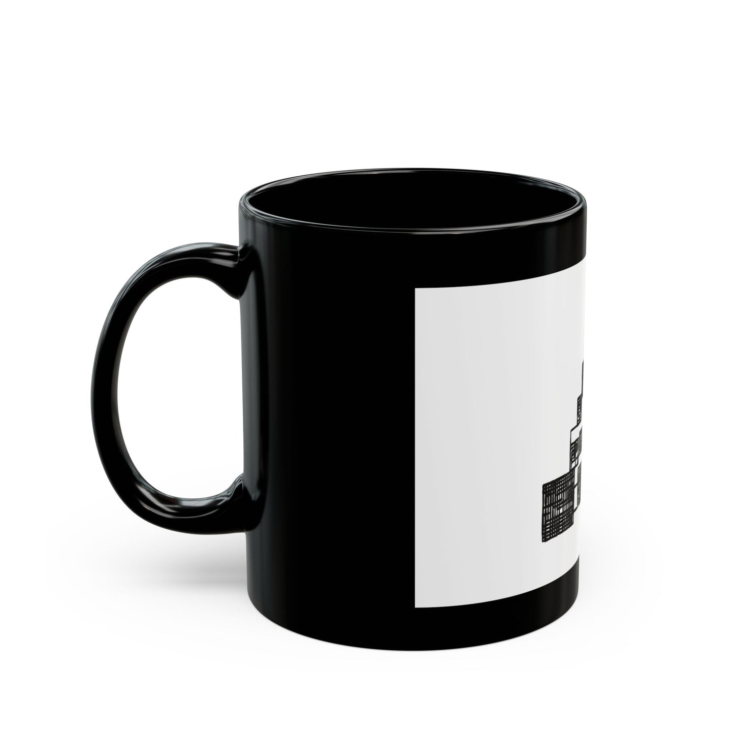 Abstract Black & White Geometric Mug — Modern Architectural Pattern_perfect for office (11oz/15oz)