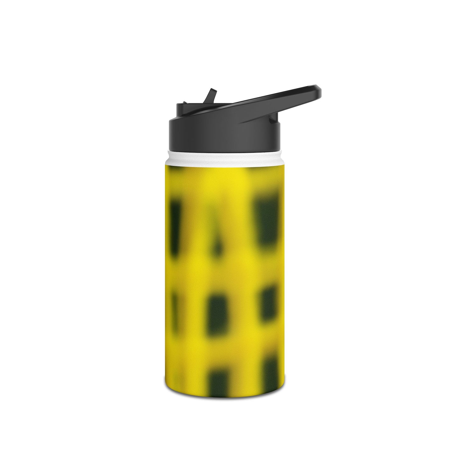 Yellow Grid Stainless Steel Bottle — Modern Abstract Pattern