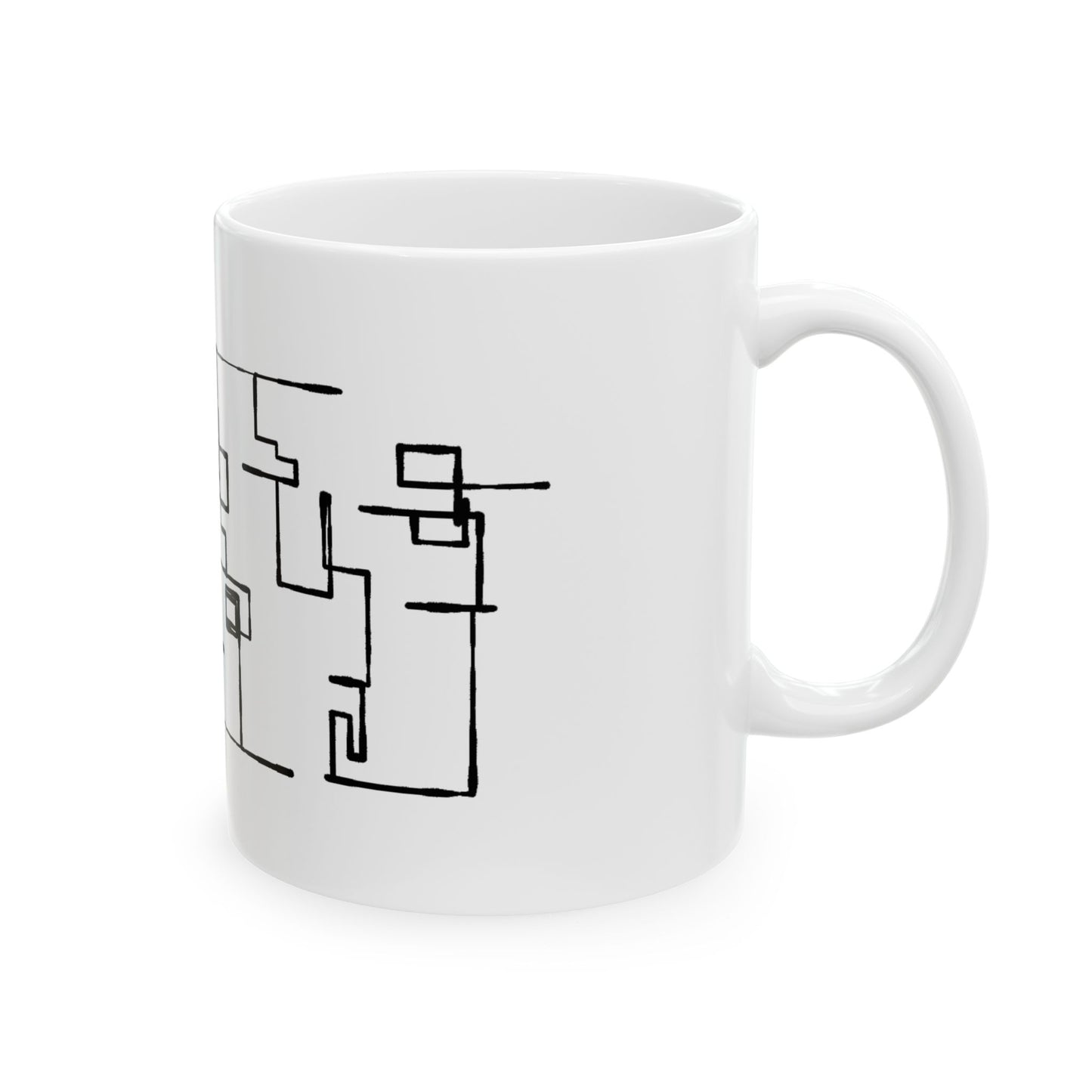 Abstract Geometric Ceramic Mug — Minimalist Black calligrapghyArt (11oz/15oz)