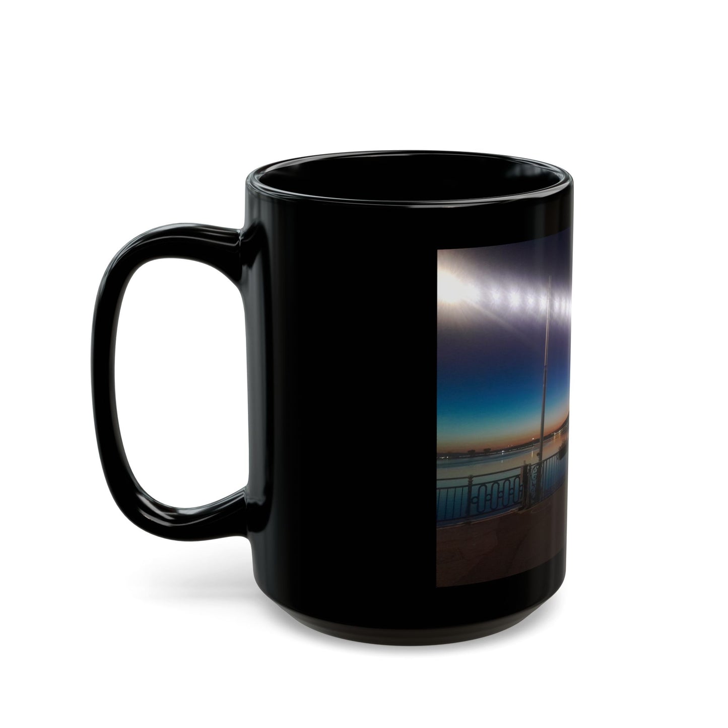 Black switzerland at night Mug — Night Harbor Lights 11oz/15oz