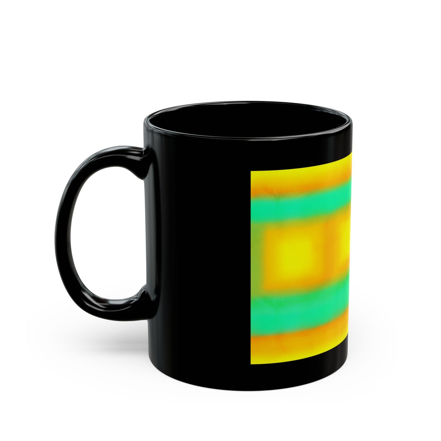 "Sun Series"Abstract Sunset Mug — Vibrant Yellow & Teal Ceramic Coffee Mug(11oz/15oz)