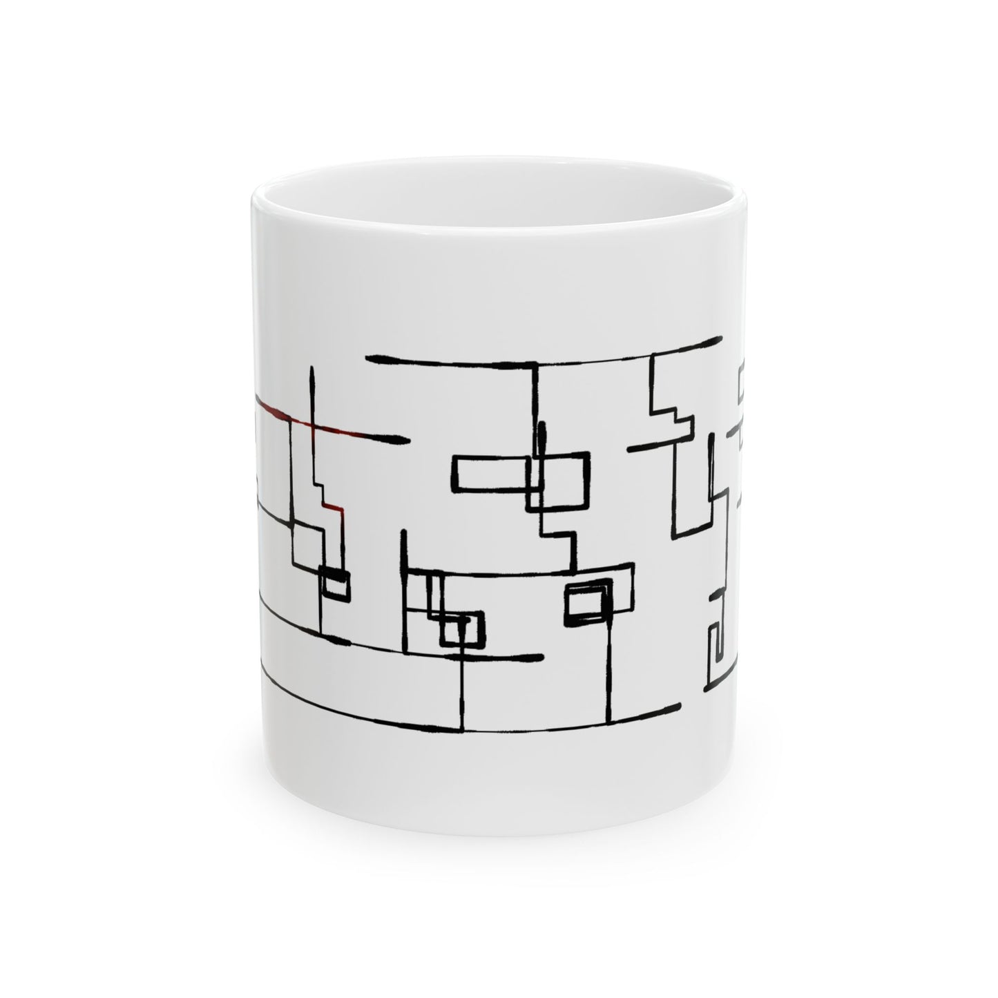 Abstract Geometric Ceramic Mug — Minimalist Black calligrapghyArt (11oz/15oz)