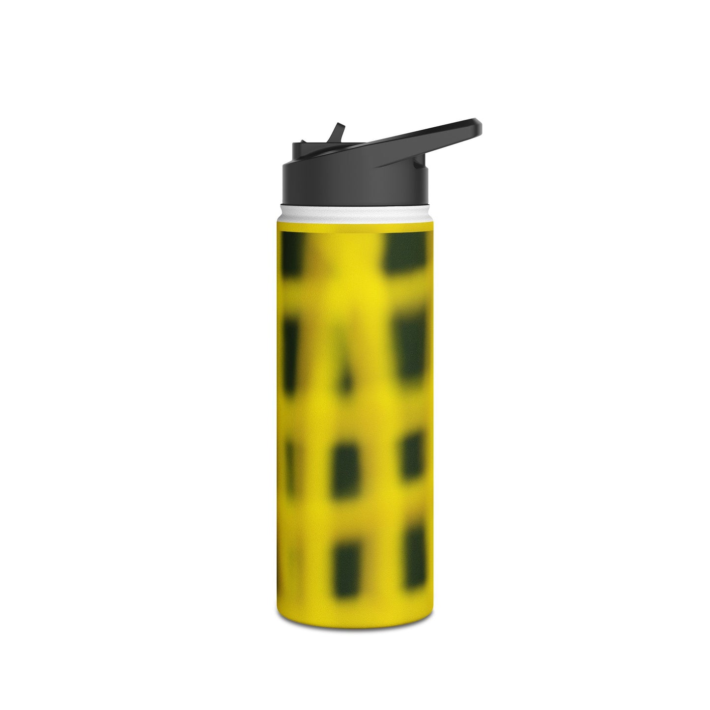 Yellow Grid Stainless Steel Bottle — Modern Abstract Pattern