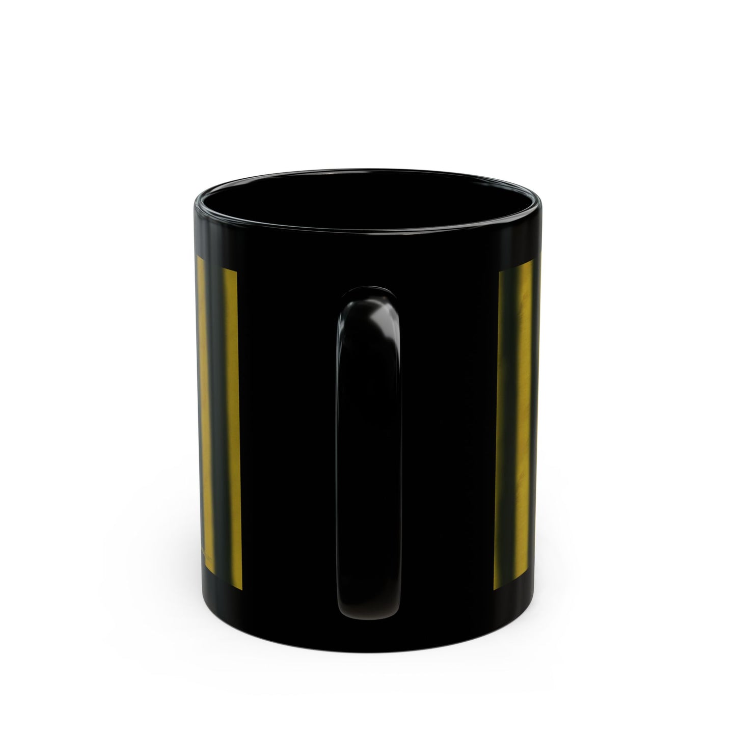 Black Ceramic Mug — Gold Striped Minimalist Design (11oz, 15oz)