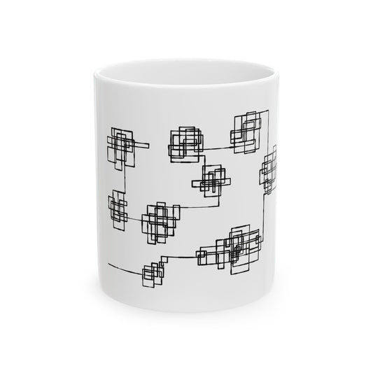 Abstract Geometric Squares Ceramic Mug – Modern Black  11oz/15oz