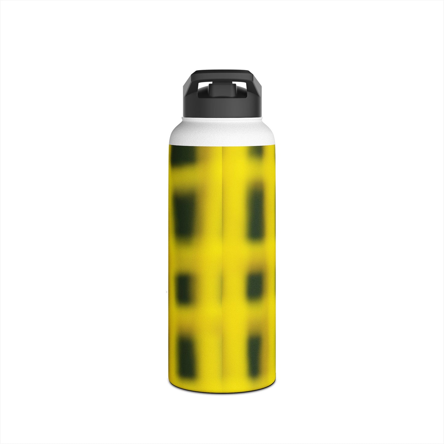 Yellow Grid Stainless Steel Bottle — Modern Abstract Pattern