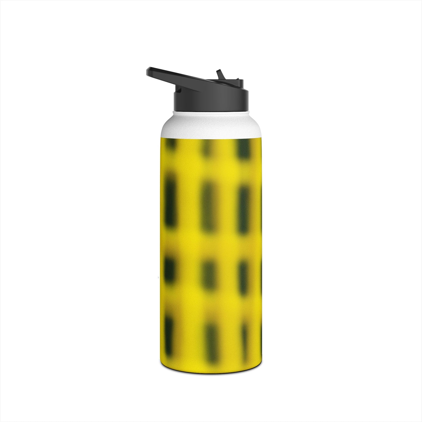 Yellow Grid Stainless Steel Bottle — Modern Abstract Pattern