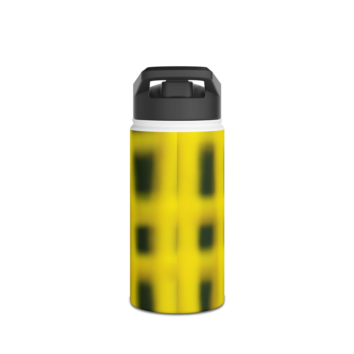 Yellow Grid Stainless Steel Bottle — Modern Abstract Pattern