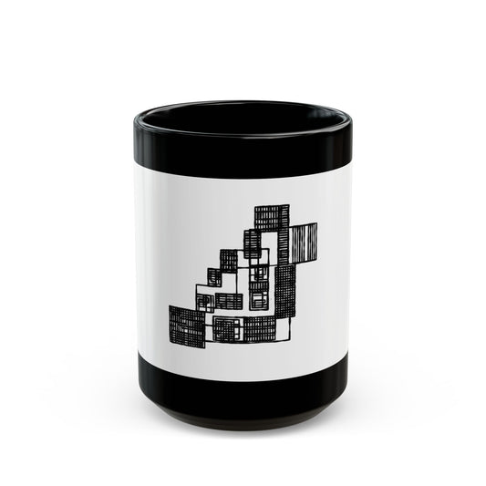 Abstract Black & White Geometric Mug — Modern Architectural Pattern_perfect for office (11oz/15oz)
