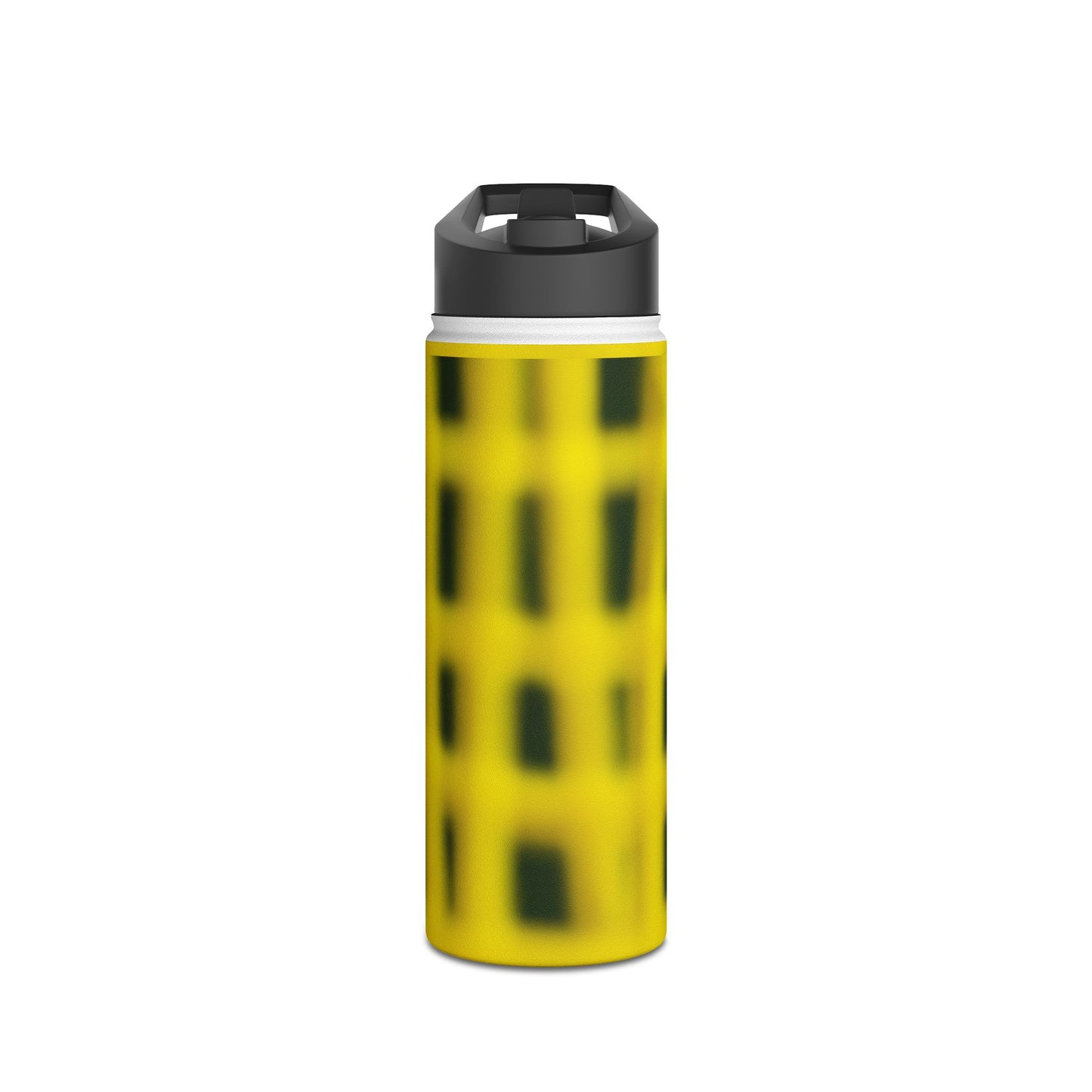 Yellow Grid Stainless Steel Bottle — Modern Abstract Pattern