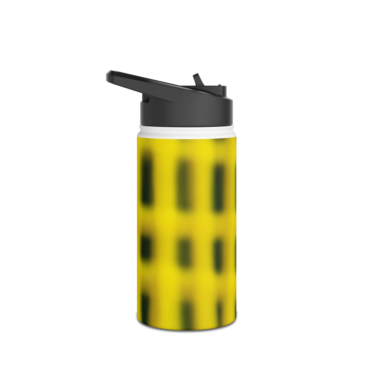 Yellow Grid Stainless Steel Bottle — Modern Abstract Pattern