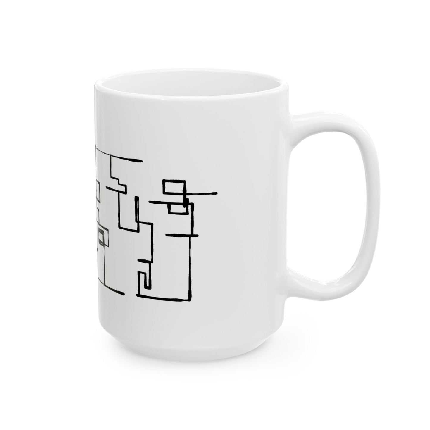 Abstract Geometric Ceramic Mug — Minimalist Black calligrapghyArt (11oz/15oz)