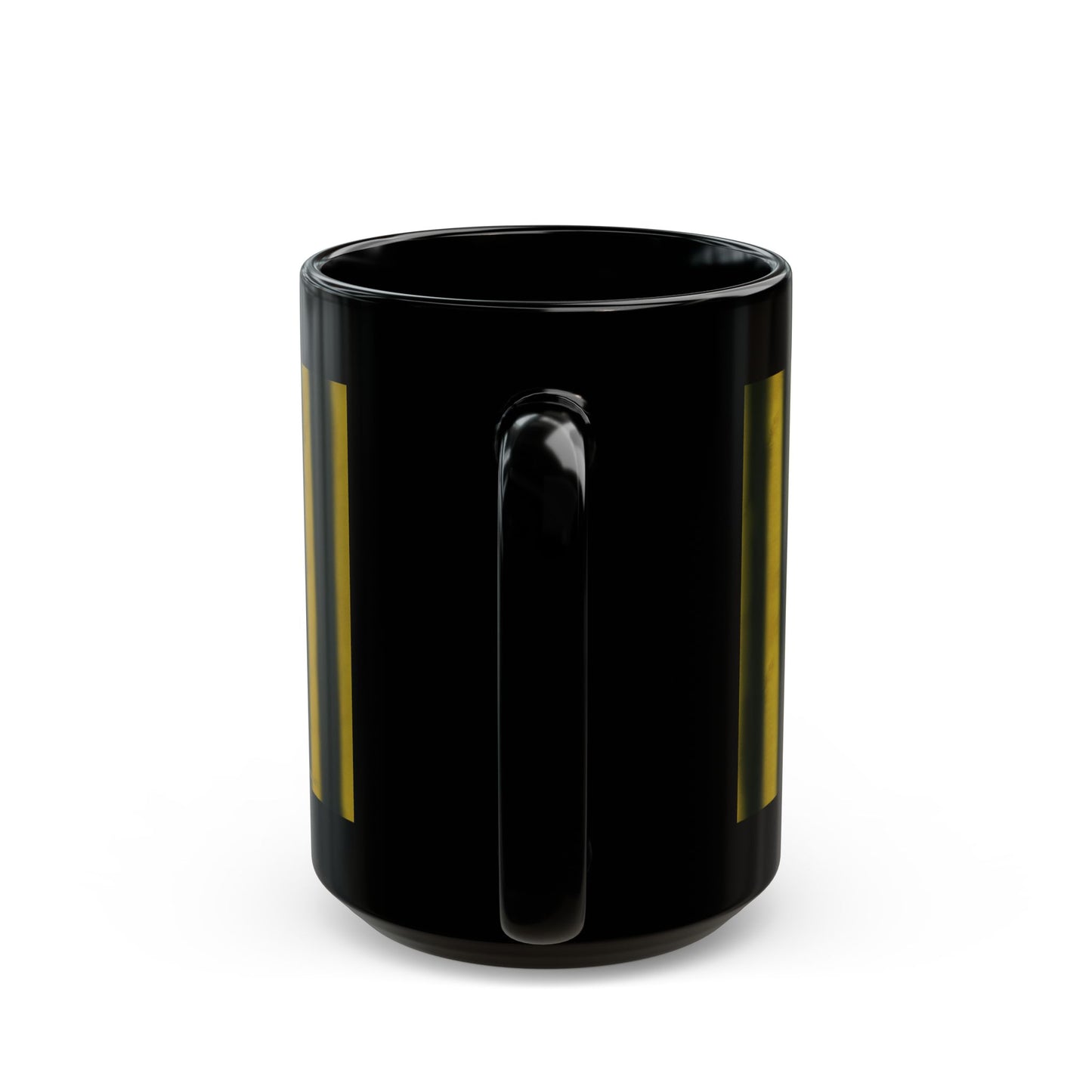 Black Ceramic Mug — Gold Striped Minimalist Design (11oz, 15oz)