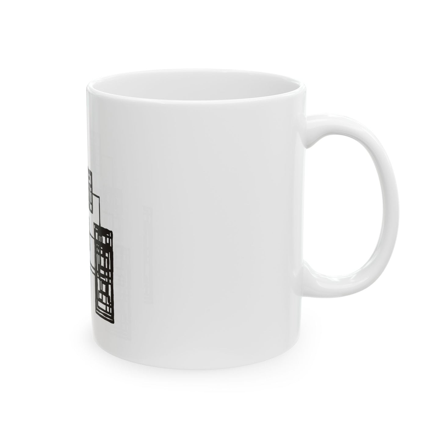 Abstract Geometric Ceramic Mug – Black Square Art (11oz, 15oz)