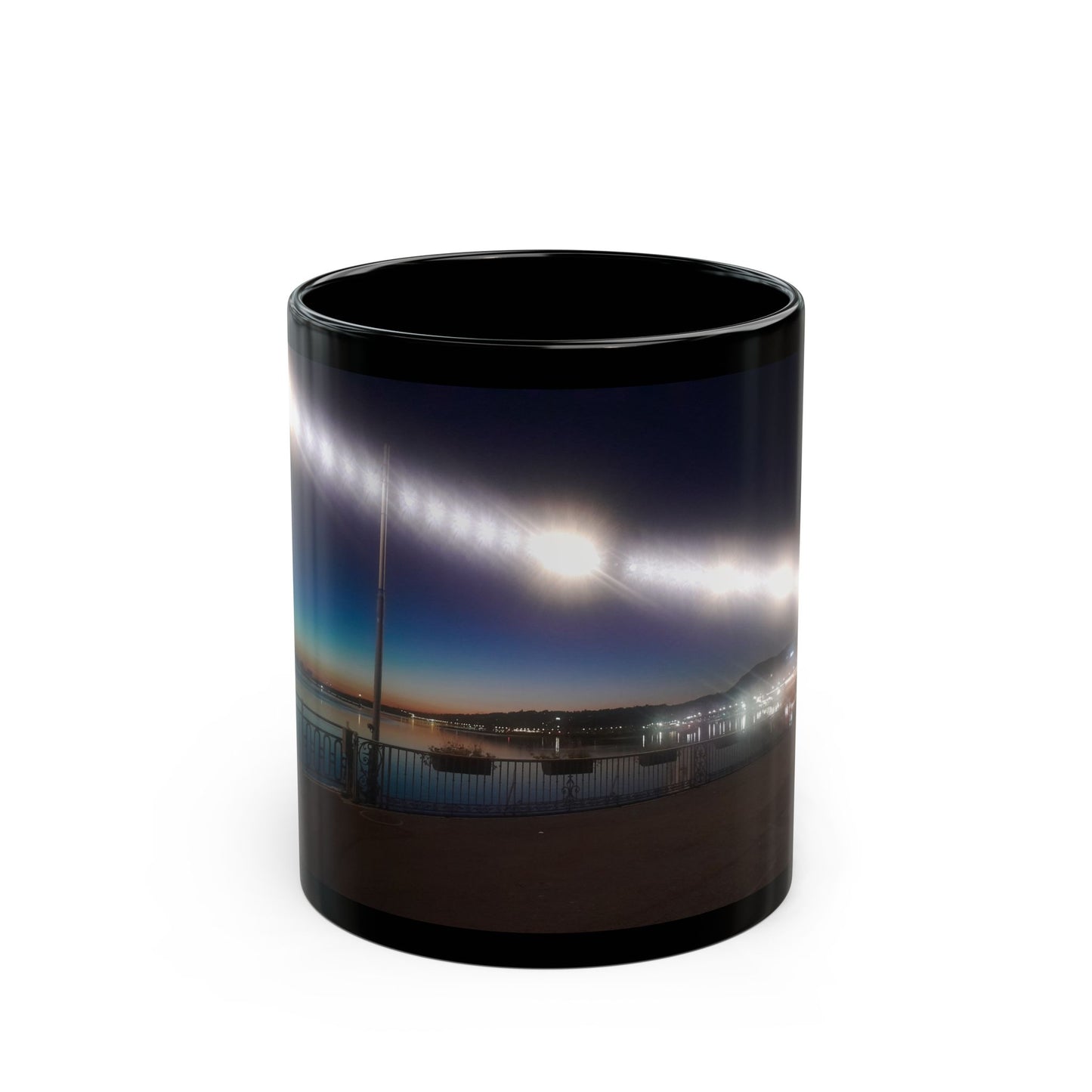Black switzerland at night Mug — Night Harbor Lights 11oz/15oz