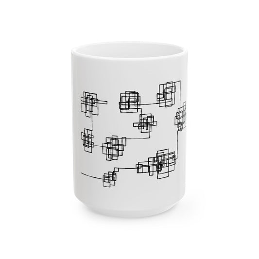 Abstract Geometric Squares Ceramic Mug – Modern Black  11oz/15oz