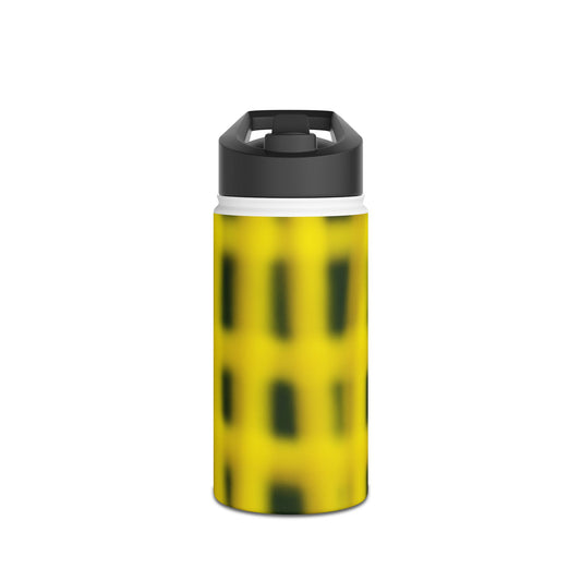 Yellow Grid Stainless Steel Bottle — Modern Abstract Pattern