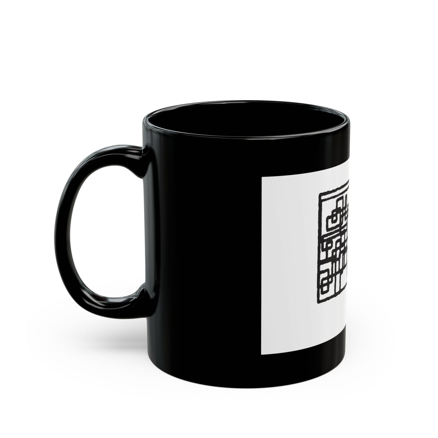 Abstract Geometric Black Ceramic Mug — Minimalist Line Art Cup (11oz, 15oz)