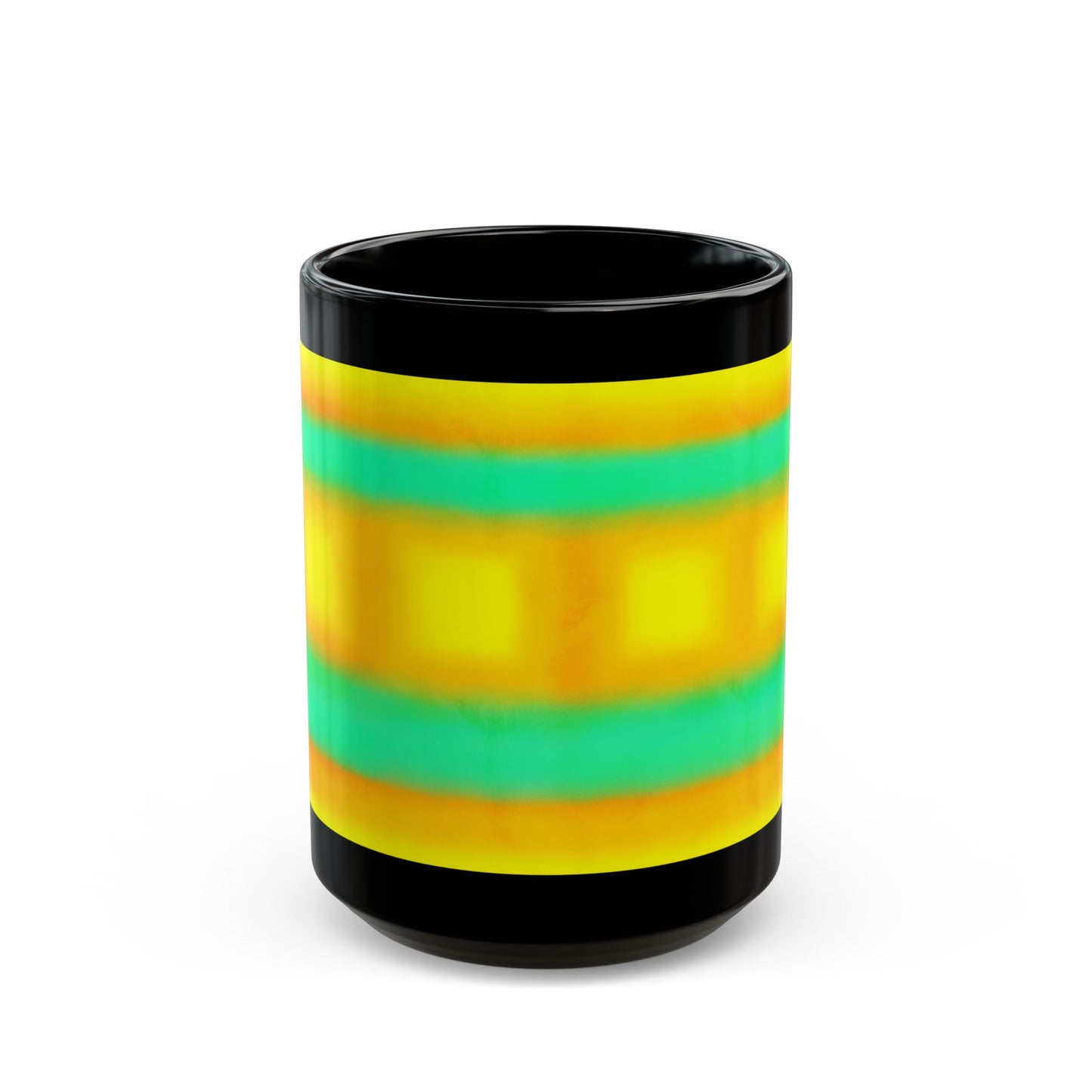 "Sun Series"Abstract Sunset Mug — Vibrant Yellow & Teal Ceramic Coffee Mug(11oz/15oz)