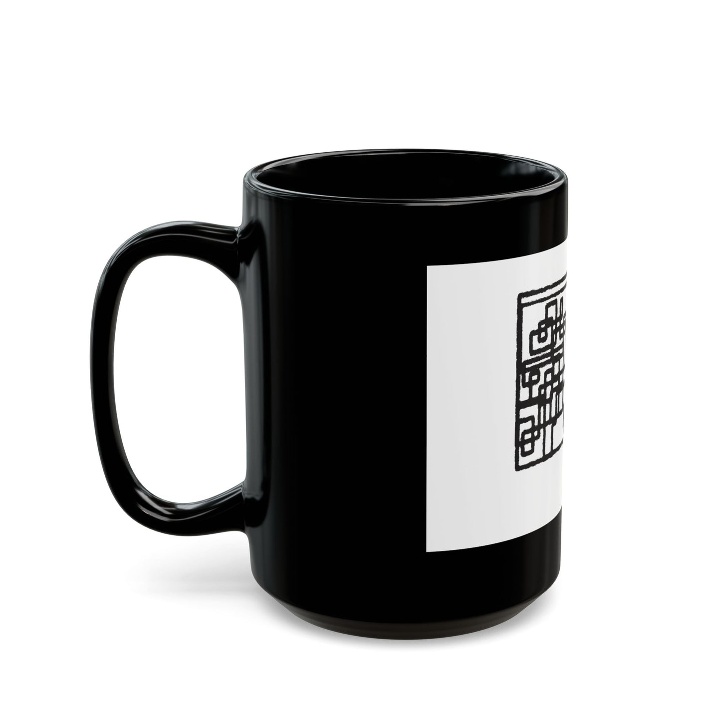 Abstract Geometric Black Ceramic Mug — Minimalist Line Art Cup (11oz, 15oz)