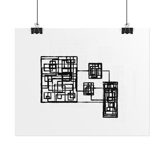 Abstract Geometric Art Poster — Minimal Black Print